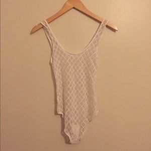 American Apparel white mesh bodysuit size XS